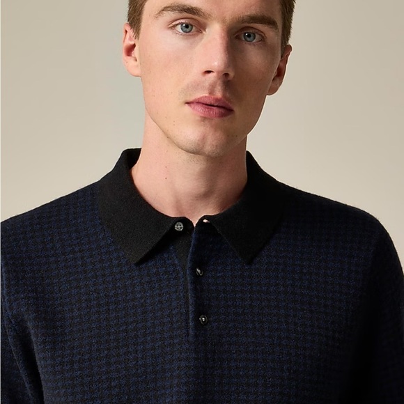 J crew Cashmere collared sweater in houndstooth jacquard - Picture 3 of 5